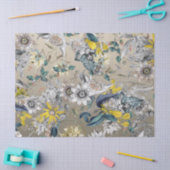 エレガントモダンヴィンテージ金ゴールドグレー黄フローラ 薄葉紙 (クラフト)