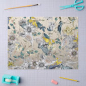 エレガントモダンヴィンテージ金ゴールドグレー黄フローラ 薄葉紙 (クラフト)