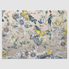 エレガントモダンヴィンテージ金ゴールドグレー黄フローラ 薄葉紙