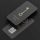 エレガントモダン不動産仲介業者ダーク金ゴールド実在エステート 名刺