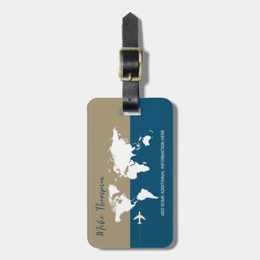 エレガントモダン世界地図 ラゲッジタグ (正面縦)