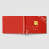 エレガントモダン中国の結婚のフローラは赤 ゲストブック (全面)