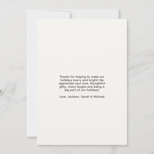 エレガントモダン休日の写真サンキューカード サンキューカード (裏面)