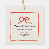 エレガントモダン伝統的Red Bow セラミックオーナメント (正面)