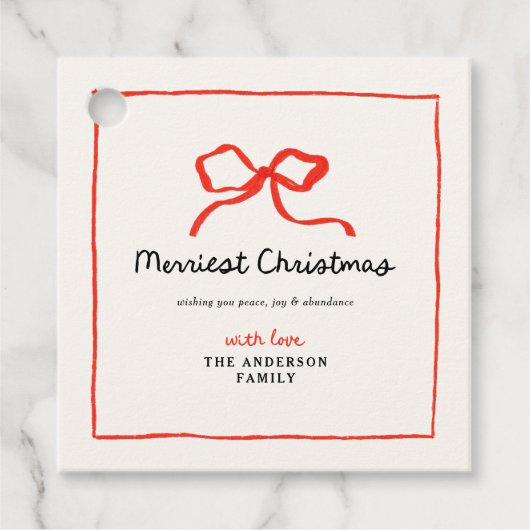 エレガントモダン伝統的Red Bow フェイバータグ (正面)