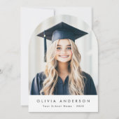 エレガントモダン写真卒業発表 招待状 (正面)