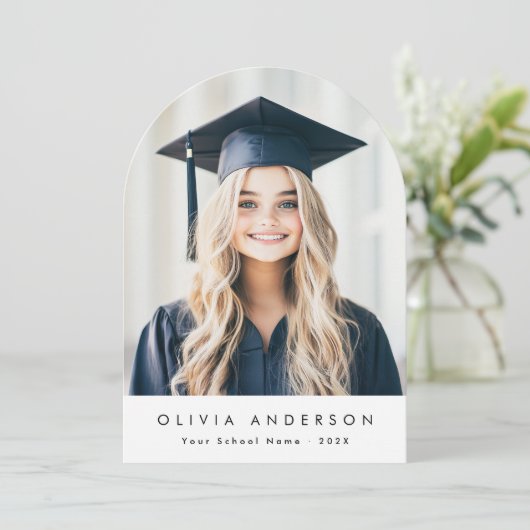 エレガントモダン写真卒業発表 招待状 (スタンド正面)