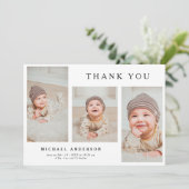 エレガントモダン写真生まれたばかりのベビー感謝してい洋 招待状 (スタンド正面)