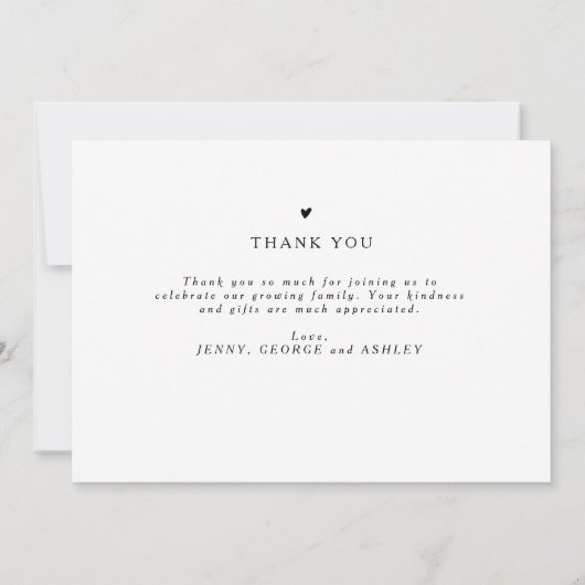 エレガントモダン写真生まれたばかりのベビー感謝してい洋 招待状 (裏面)