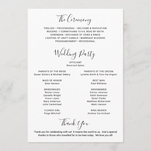 エレガントモダン写真結婚 プログラム (裏面)