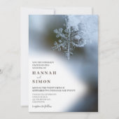 エレガントモダン冬の銀結婚雪 招待状 (正面)