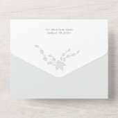 エレガントモダン冬植物写真シルバー オールインワン招待状 (裏面)