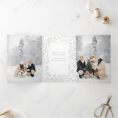 エレガントモダン冬植物写真シルバー 三つ折りカード (内部)