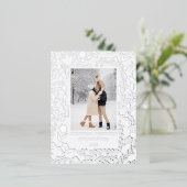 エレガントモダン冬植物写真シルバー 箔シーズンポストカード (立ち正面)