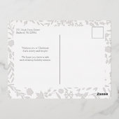 エレガントモダン冬植物写真シルバー 箔シーズンポストカード (裏面)