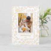 エレガントモダン冬植物写真金ゴールド シーズンカード (スタンド正面)