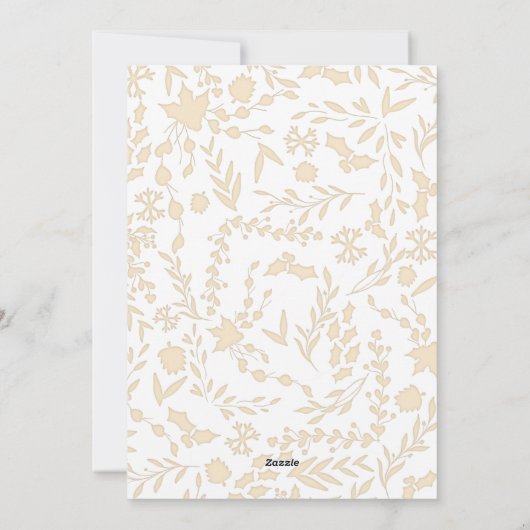 エレガントモダン冬植物写真金ゴールド シーズンカード (裏面)