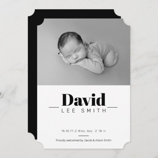 エレガントモダン出生告知カード 案内状 (正面/裏面)