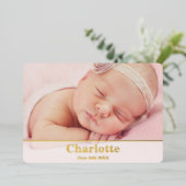 エレガントモダン出産のお知らせ 箔招待状 (立ち正面)