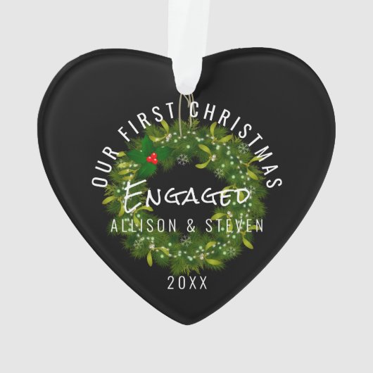 エレガントモダン初めてのクリスマス婚約した オーナメント (裏面)