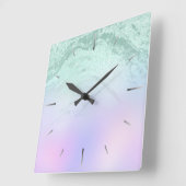 エレガントモダン勾配ミントグリッター紫 スクエア壁時計 (傾斜)