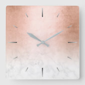 エレガントモダン勾配銅金ゴールド白大理石 スクエア壁時計 (正面)