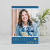 エレガントモダン卒業ブルーフォイルカード 箔招待状 (立ち正面)