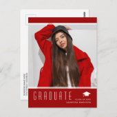 エレガントモダン卒業写真の赤 ポストカード (正面/裏面)