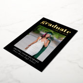 エレガントモダン卒業写真バラ金ゴールド 箔招待状 (回転した状態)