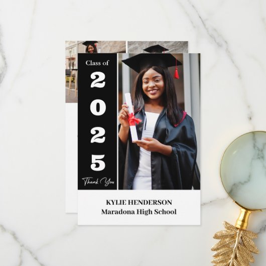 エレガントモダン卒業写真 サンキューカード (正面/裏面インサイチュ)