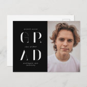 エレガントモダン卒業発表 ポストカード (正面/裏面)