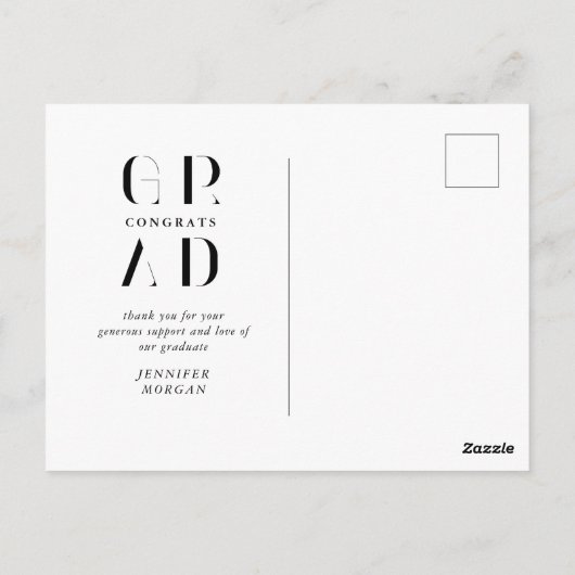 エレガントモダン卒業発表 ポストカード (裏面)