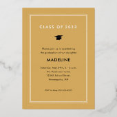 エレガントモダン卒業金ゴールド 箔招待状 (裏面)