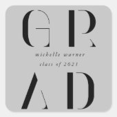 エレガントモダン台卒業式ステッカー スクエアシール (正面)