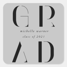 エレガントモダン台卒業式ステッカー スクエアシール