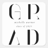 エレガントモダン台卒業式ステッカー スクエアシール (正面)