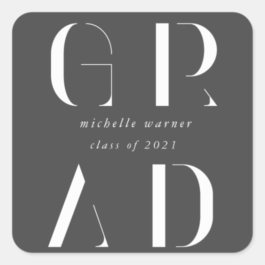 エレガントモダン台卒業式ステッカー スクエアシール (正面)