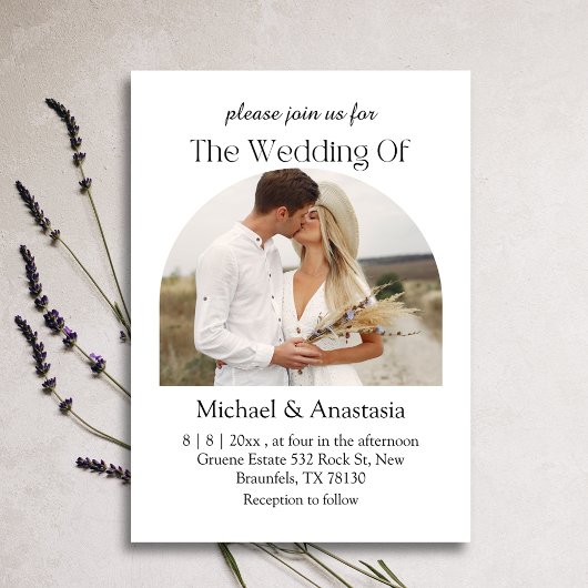 エレガントモダン台本boho arch photo 結婚 招待状