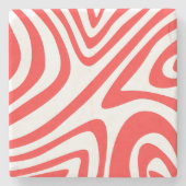 エレガントモダン名門私立校風の赤い波浪抽象芸術 ストーンコースター (正面)