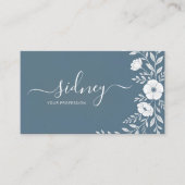 エレガントモダン塵の青フローラ 名刺 (正面)