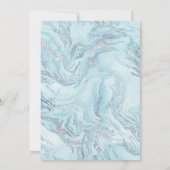 エレガントモダン大理石ブルー結婚シルバー 招待状 (裏面)