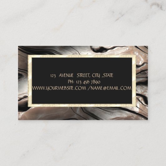 エレガントモダン大理石、金ゴールドフレームジュエリーデザイナ 名刺 (裏面)