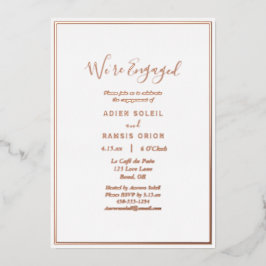 エレガントモダン婚約バラ婚約した金ゴールド 箔招待状