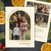 エレガントモダン季節のごあいさつ金ゴールドArch 4 Photo シーズンカード