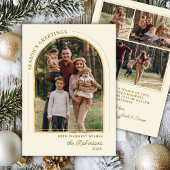 エレガントモダン季節のごあいさつ金ゴールドArch 4 Photo シーズンカード