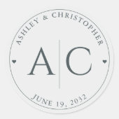 エレガントモダン宇宙結婚グレイ ラウンドシール (正面)