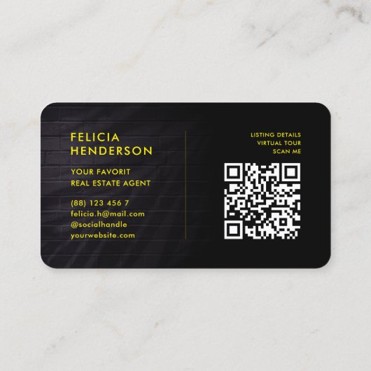 エレガントモダン実在Estate Agent不動産仲介業者QR 名刺 (裏面)