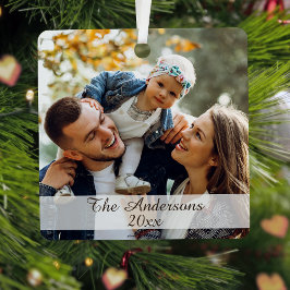 エレガントモダン家族カスタム写真2面 メタルオーナメント