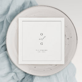 エレガントモダン対モノグラム結婚ミニマル スタンダードカクテルナプキン