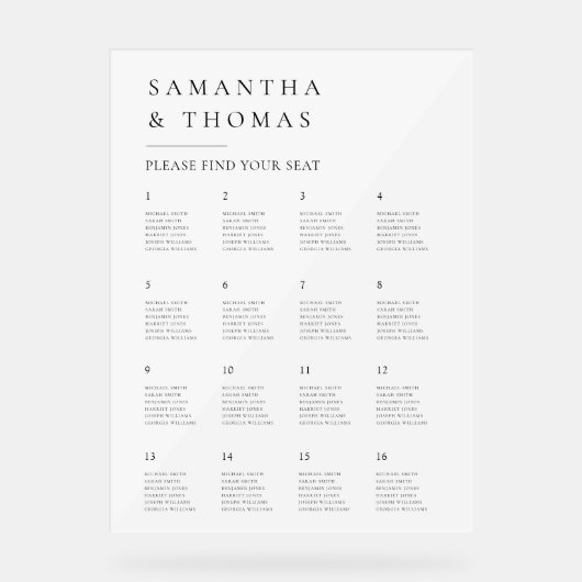 エレガントモダン座結婚席表 アクリルサイン (正面)